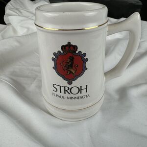 1983 Stroh Brewery Ceramic Beer Mug St. Paul Minnesota Plant Opening Logo 7th St